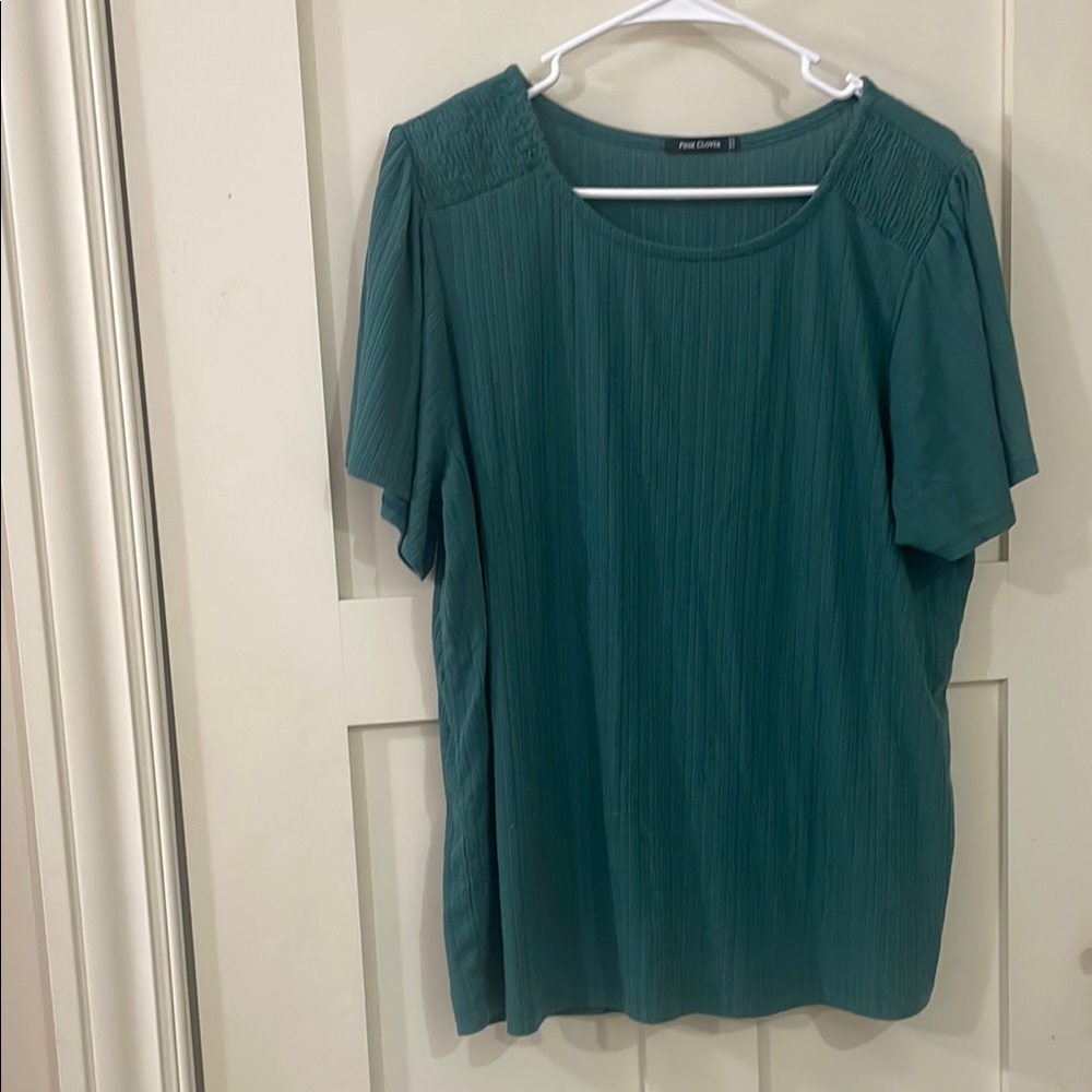 Teal Pleated Top
